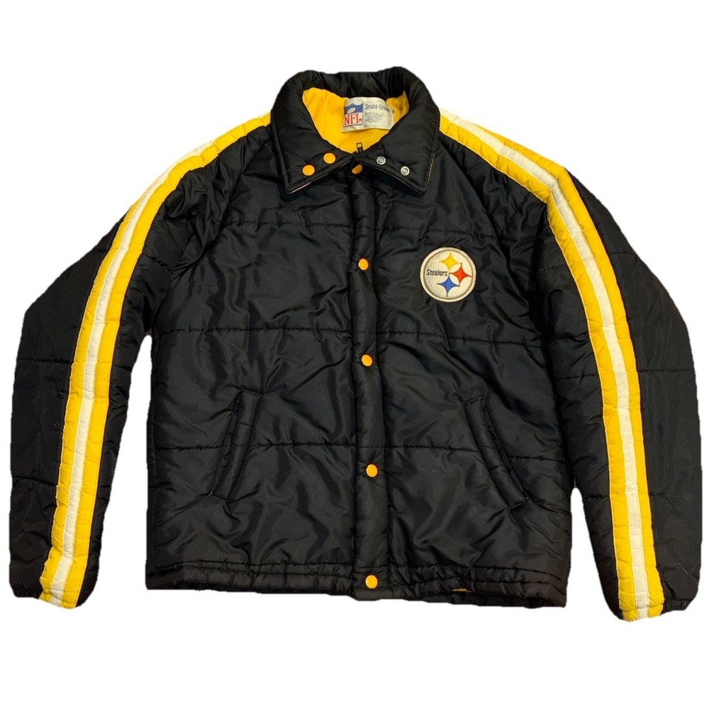 Vintage Pittsburgh Steelers Stahl-Urban NFL Quilted Winter‎ Coat Jacket USA Sz M